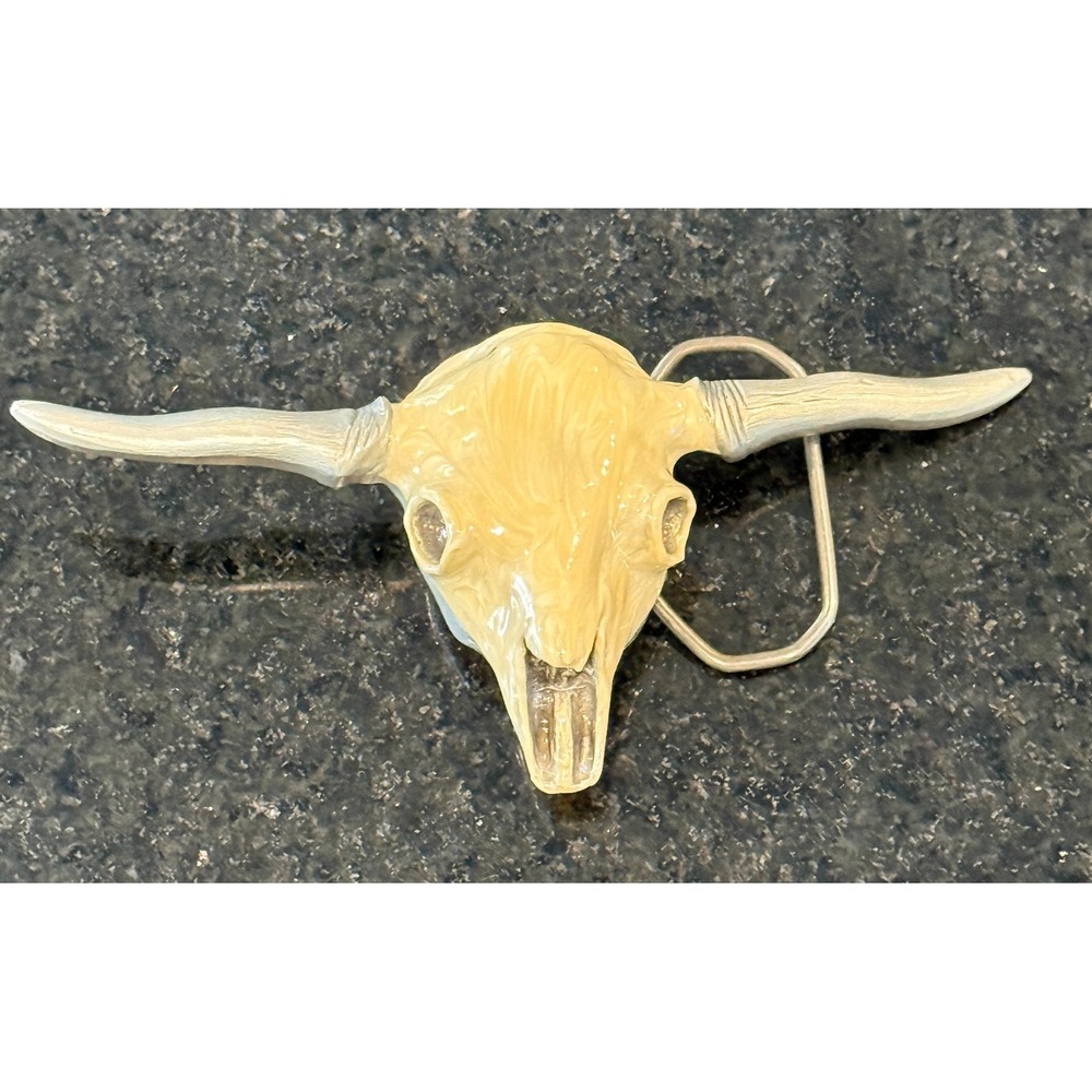VTG Longhorn Steer Skull Belt Buckle Western Style SN# 496 w/Great Seal on back